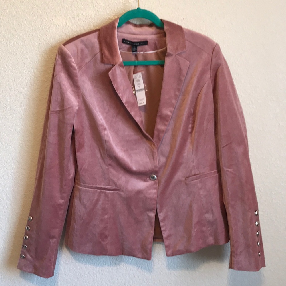 WHBM Winter Bloom pink velvet blazer